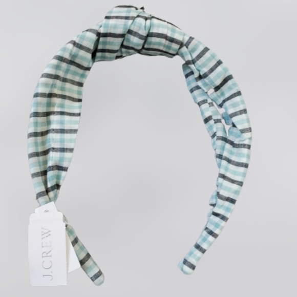 J.Crew plaid cotton voile knot headband, green - Picture 3 of 4